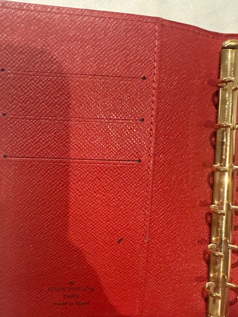 Louis Vuitton Red Textured Epi Leather Snap mini agenda. Can hold 3 cards. - Picture 6 of 10